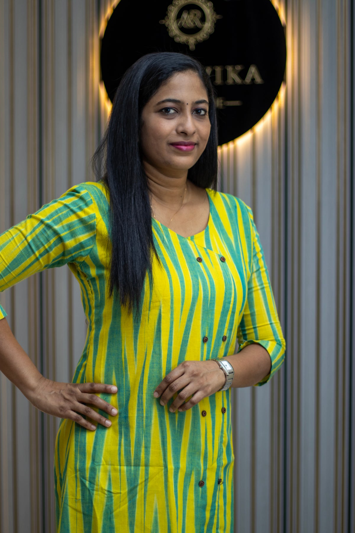 Cotton Ikkat Fabric Aline Kurta