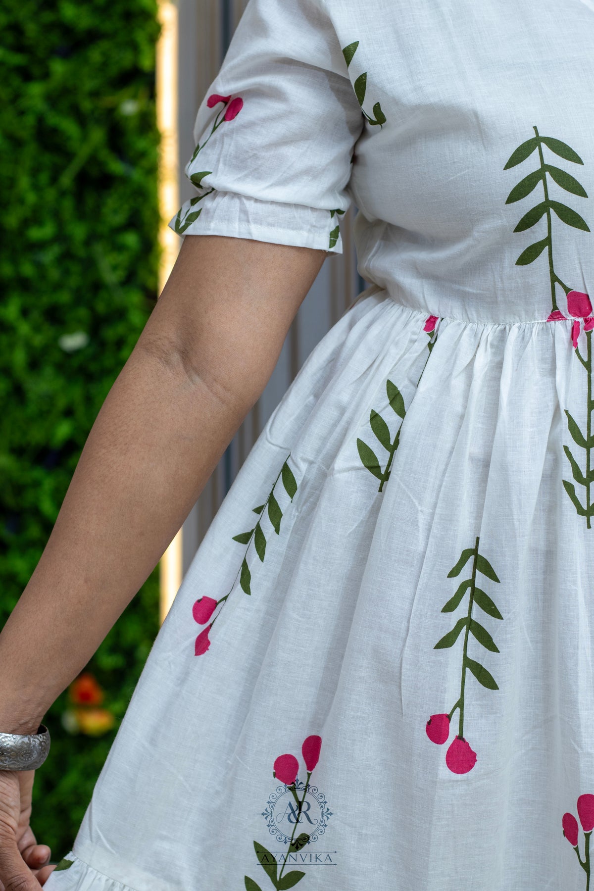 Pink Blossom Cotton Midi Dress