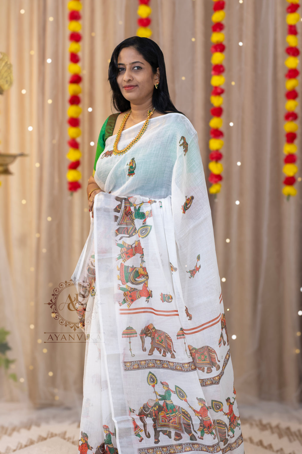 Handloom Linen Cotton Saree Set