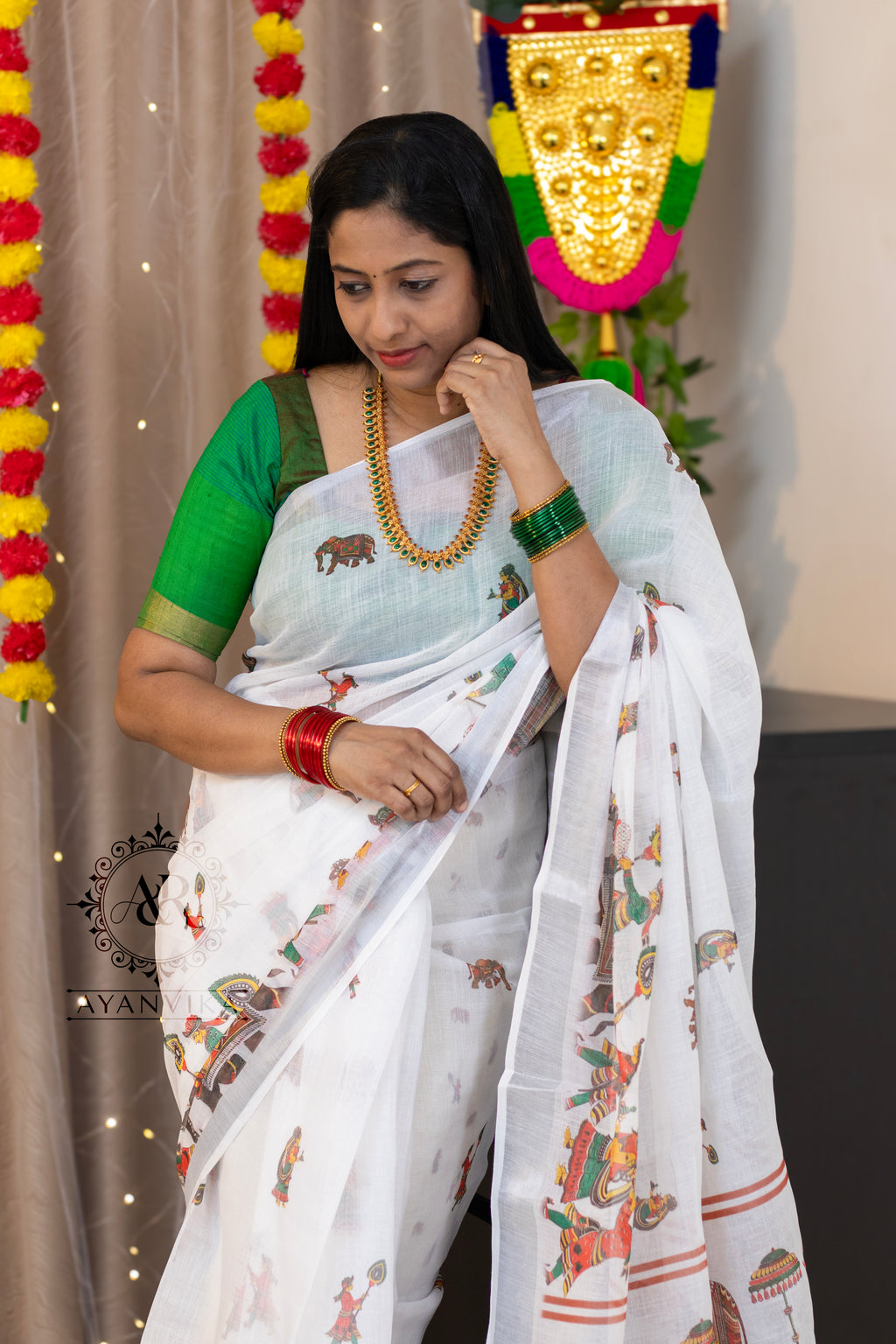 Handloom Linen Cotton Saree Set
