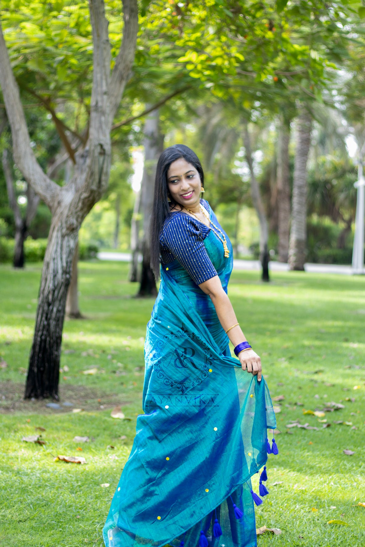 Peacock color Raga Tissue Soft Silk Saree