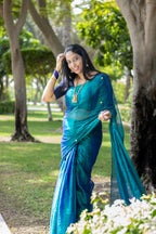 Peacock color Raga Tissue Soft Silk Saree