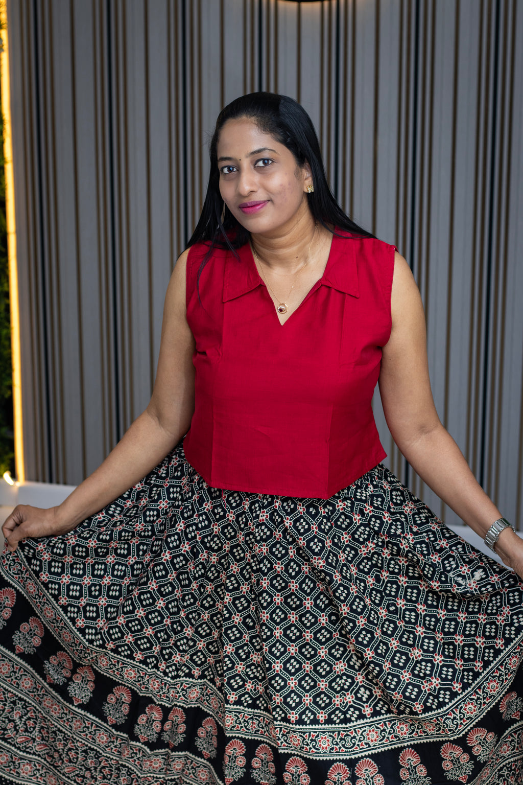 Panel Cut Flair Skirt & Top