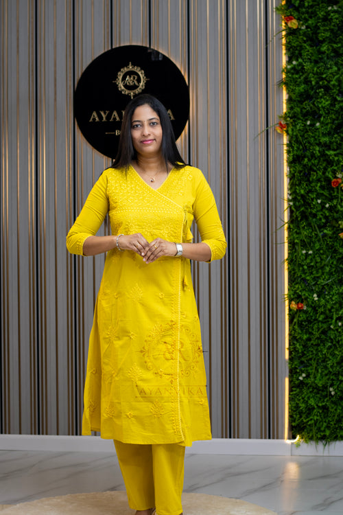 Chikankari Angrakha Pant Co-ord Set
