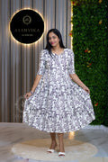 Printed Cotton Midi Dress