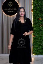 Royal Velvet Aline Top with Aari embroidery