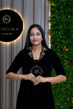 Royal Velvet Aline Top with Aari embroidery
