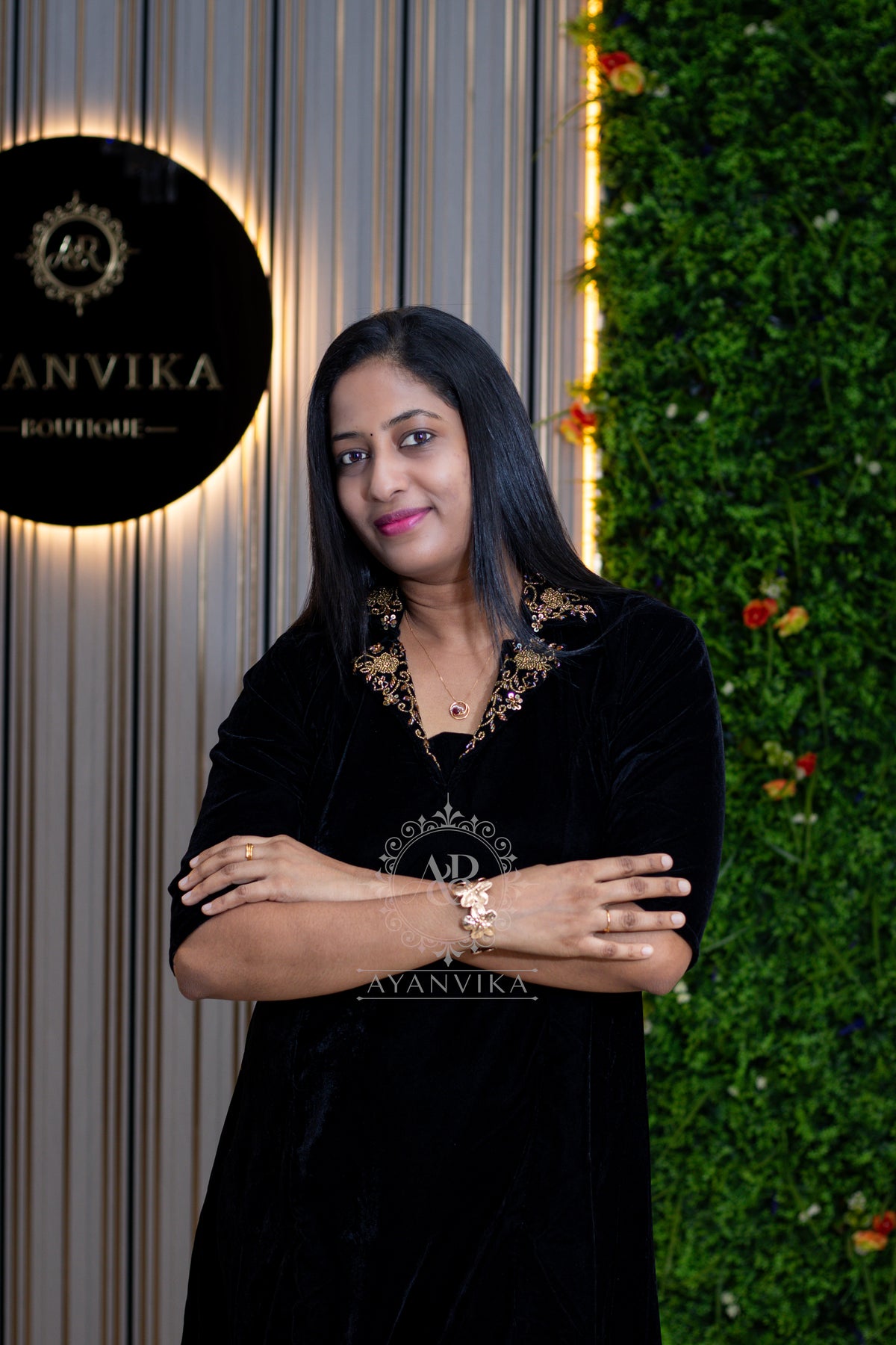 Royal Velvet Aline Top with Aari embroidery