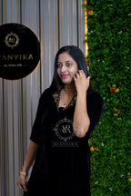 Royal Velvet Aline Top with Aari embroidery