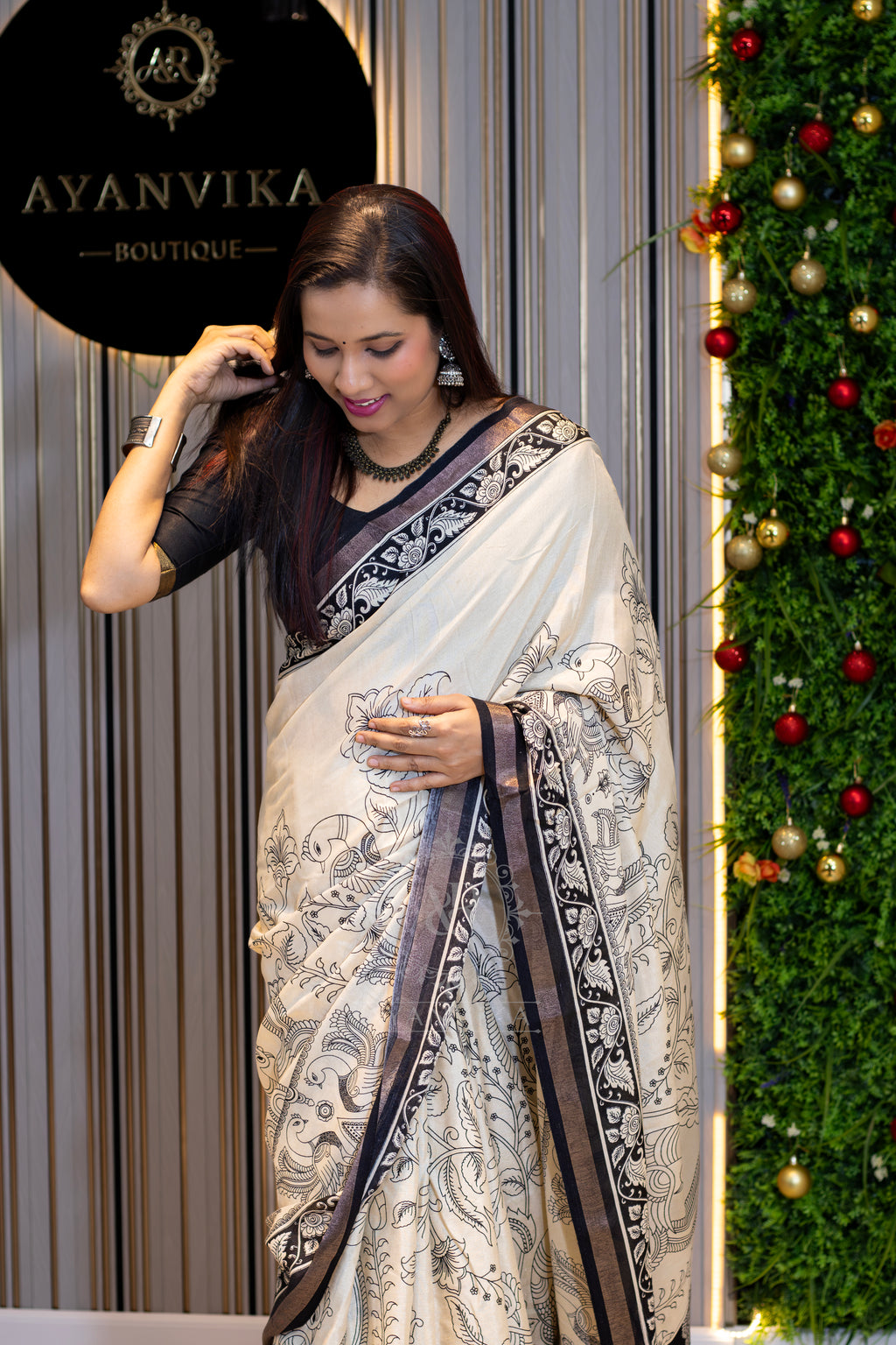 Rashmika inspired Kalamkari Saree