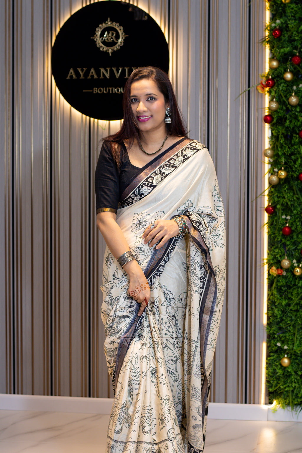 Rashmika inspired Kalamkari Saree