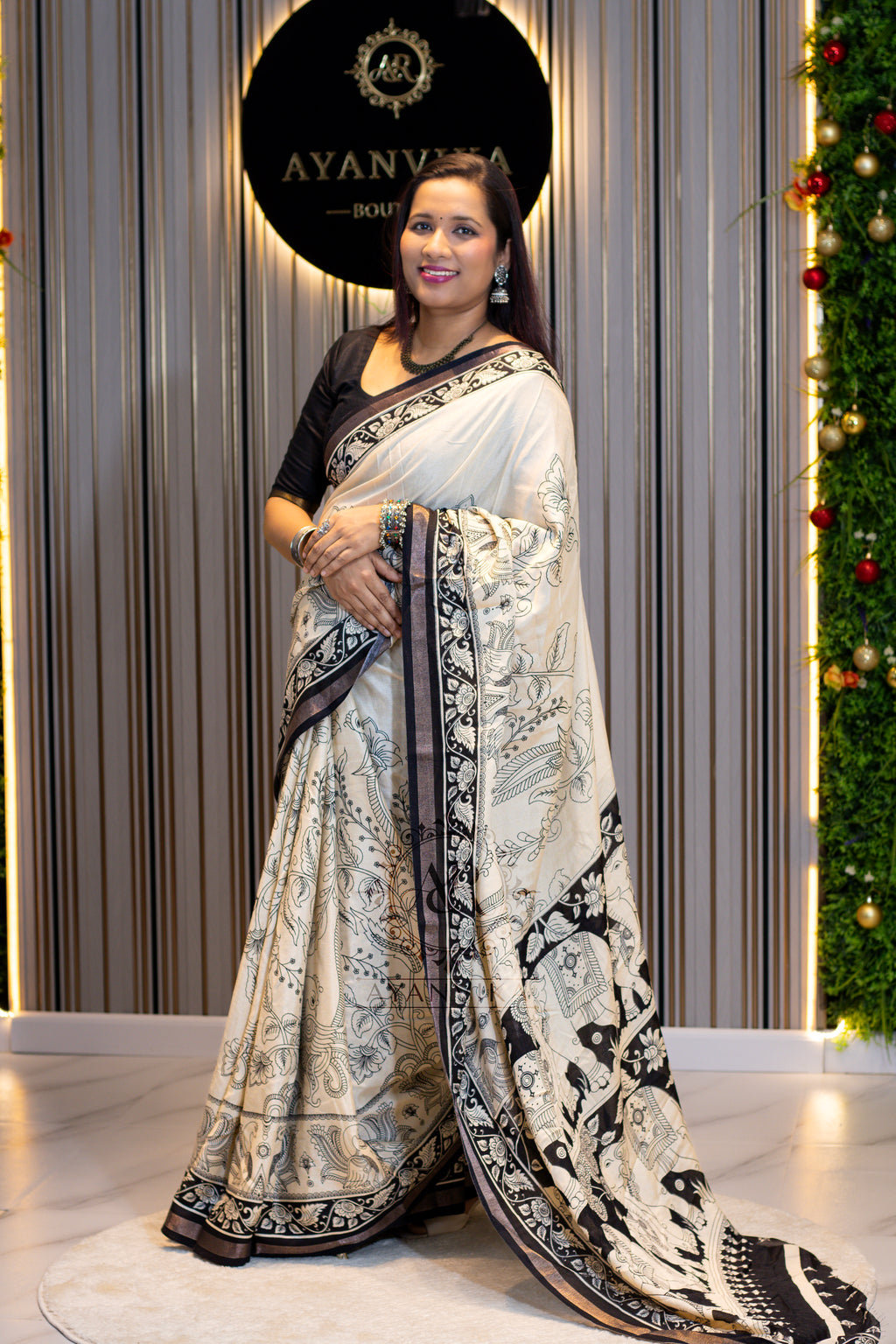 Rashmika inspired Kalamkari Saree