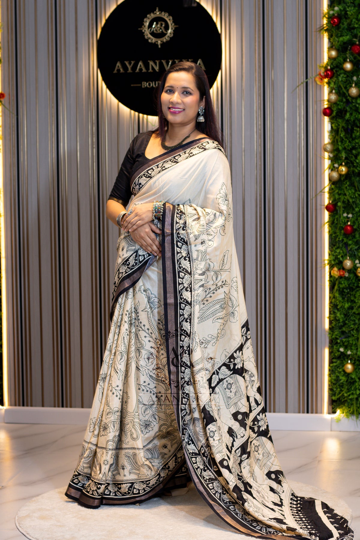 Rashmika inspired Kalamkari Saree