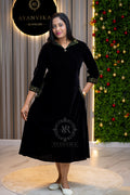 Royal Velvet Aline Top with Golden Thread Work
